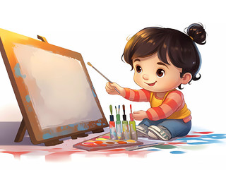 美术绘画招生卡通插画儿童绘画场景